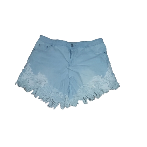 Rue 21 Jeans Shorts 16 Light Blue Cutoff Lace Distressed Denim. Dimensions waist - Picture 1 of 2